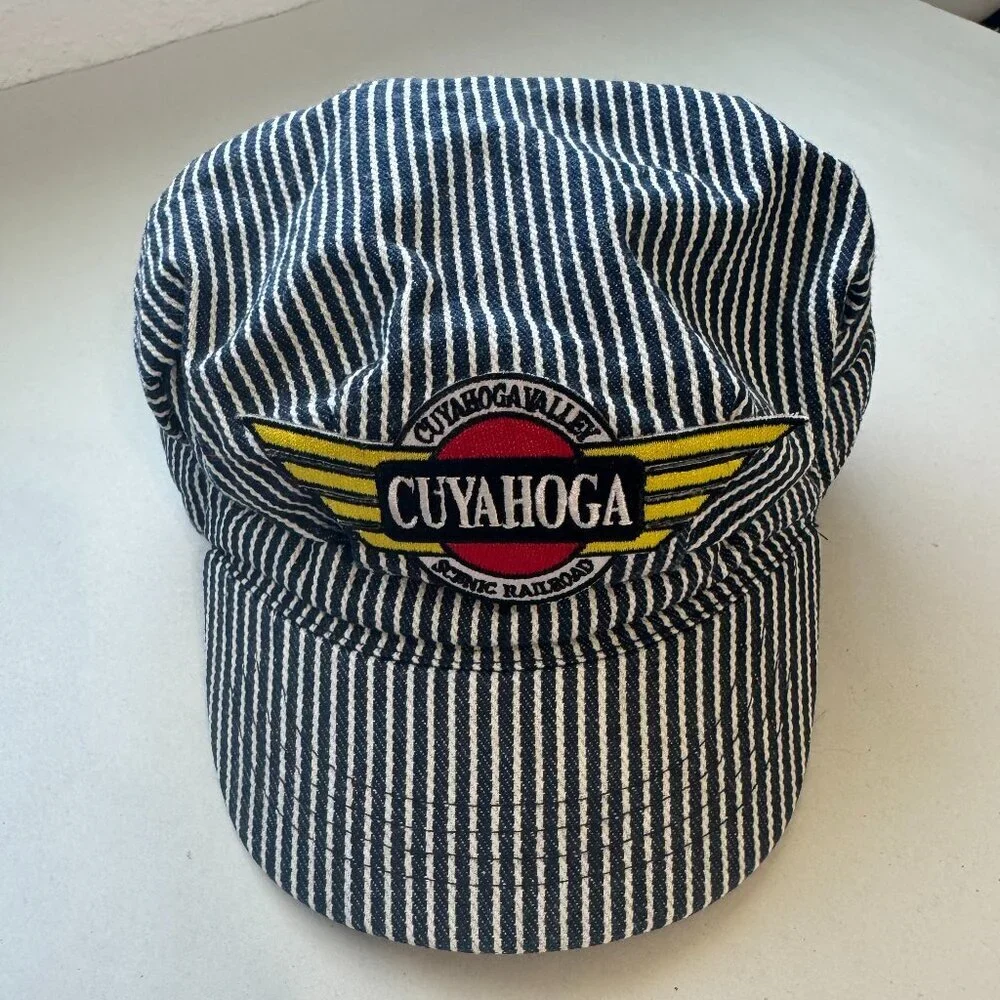 Cuyahoga Conductor Hat Kids Size O/S Blue Strap Child Scenic Railroad Snapback A